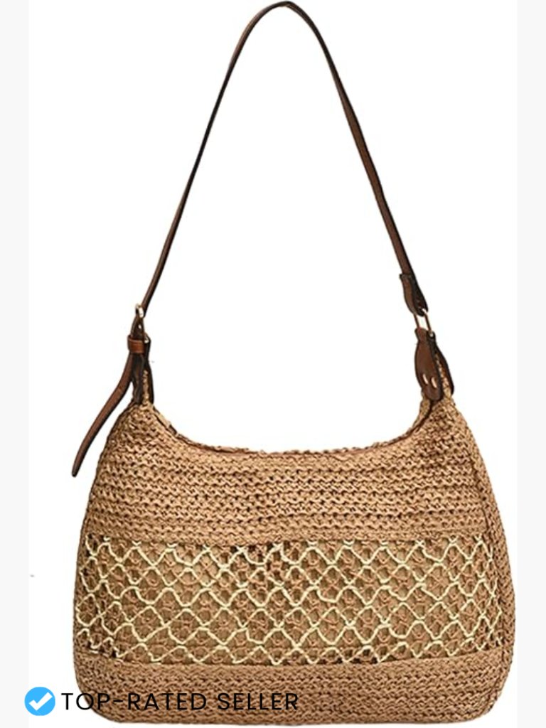 Woven Straw Tote Bag Y2k Boho Crossbody Shoulder Hobo Purse Handbag